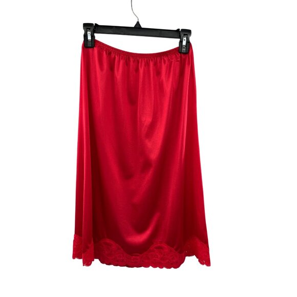 Vintage Vanity Fair Half Slip Red Nylon Lace Trim Womens M 26" USA - Picture 15 of 15